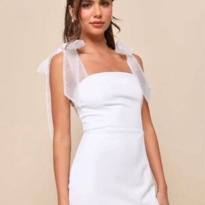Lulu's White Sheath Mini Dress with Square Neck